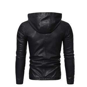 2024 Autumn Winter Men's Punk Leather Coat Stand Collar Motorcycle Jacket for Teenagers Canvas <b>Fabric</b> - Product Image 2