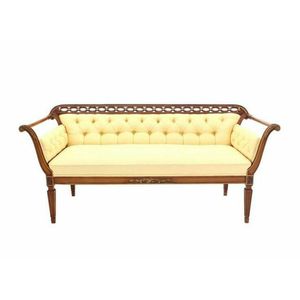 โซฟา3-Seater แบบหรูหราทำจากไม้มะฮอกกานีฝรั่งเศสหุ้มเบาะที่นั่งในห้องนั่งเล่นแกะสลักด้วยมือ - Product Image 1