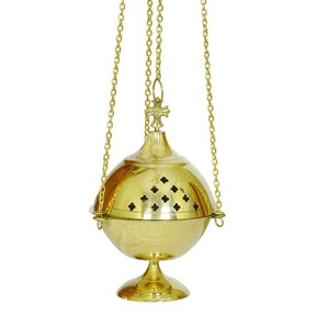 Brûleur à Bakhoor de Designer, Qualité Supérieure, Acier Inoxydable Plaqué Or, Mabkhar avec Design Embossé, Brûleur à Bakhoor Suspendu - Product Image 3