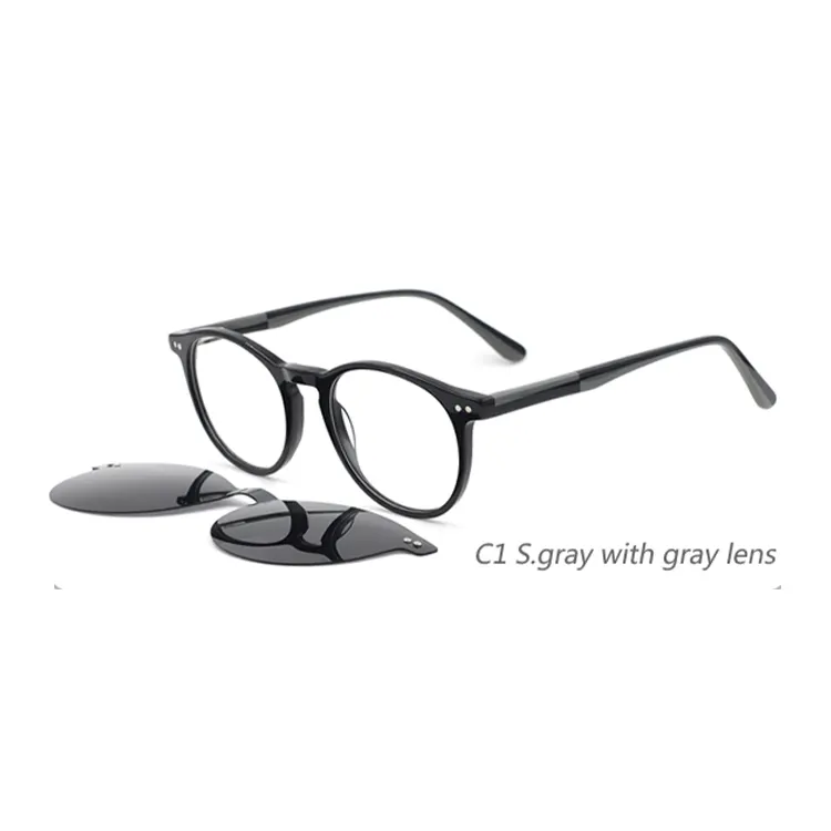 2024 disesuaikan Logo magnetik Clip-on asetat optik kacamata bingkai kacamata dengan kacamata terpolarisasi lensa