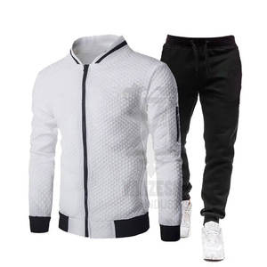 ชุดกีฬาผู้ชายผ้าคอตตอนมีซิปรูดซิปใส่ออกกำลังกายวิ่งพร้อมโลโก้ไซส์ใหญ่พิเศษวัสดุผ้าฝ้าย100% - Product Image 4