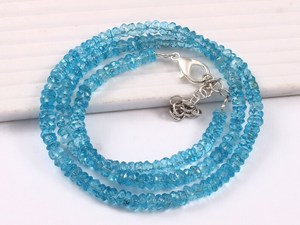Cuentas Redondas Facetadas de Topacio Azul Natural, Cuentas de Piedras Preciosas Genuinas Azul Cielo, Plata de Ley 925, Hilo al por Mayor para Niños - Product Image 2