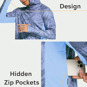 Ventes en gros de sweats à capuche de pêche à manches longues avec impression de logo personnalisée, UPF 50, respirants, 100% polyester, protection solaire - Product Image 5