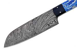 มีดทำครัวเหล็กดามัสกัสทำด้วยมือแผ่นหนังทำด้วยมือแผ่นเหล็กคาร์บอนดีไซน์แบบอุตสาหกรรมสำหรับมีดเชฟในครัว - Product Image 2