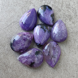 AAA + พลอยธรรมชาติทรงหยดน้ำตาชาโรไรต์ทรงหลังแบนปรับเทียบทรงลูกแพร์ขายส่งทุกขนาด - Product Image 6