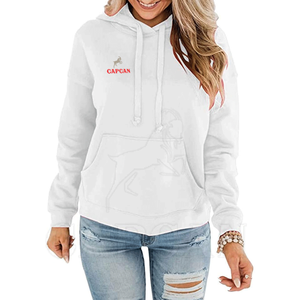 Sudadera con capucha de invierno informal blanca pura para mujer Logotipo de Pekín personalizado en tela de punto frontal Estilo informal - Product Image 1