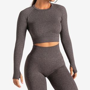 Conjunto de Yoga de algodón sin costuras para mujer, venta al por mayor, ropa de gimnasio de alta calidad hecha a medida, ropa deportiva de entrenamiento - Product Image 6
