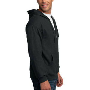 Sweat à capuche pour homme, fermeture éclair intégrale, molleton épais ultime, 100% coton, coupe ample, hiver, noir, taille M - Product Image 2