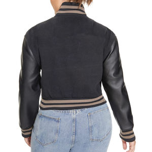 Vestes universitaires personnalisées pour femmes Vêtements Streetwear à la mode Veste pour femmes à manches en cuir véritable patchwork chenille personnalisée - Product Image 6