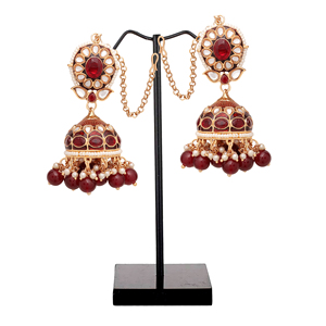 Pendientes Kundan Jhumki, nupcial Kundan Jhumki, diseñador Kundan Jhumki, Meenakari Kundan Jhumki, tradicional Kundan Jhumki, regalo. - Product Image 1