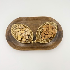 Nuevo Juego de 2 Tazones para Frutos Secos con Diseño de Hojas Arrugadas en Aleación Dorada PVD con Bandeja para Hogar, Hotel, Apartamento, Restaurante, Bodas y Fiestas - Product Image 2