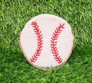 Élégant mini-organisateur de stockage de pièces de monnaie forme de baseball perlée colorée unique doux blanc rouge broderie petit porte-monnaie accessoire - Product Image 2