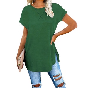 T-shirt à manches courtes et col rond pour femmes, design personnalisé, en coton lourd, avec logo imprimé et broderie, grande taille, unisexe, collection 2020 - Product Image 5