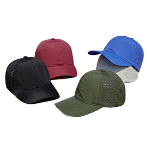 Casquette de baseball de golf Gorra tendance, à 6 panneaux, avec patch tissé, découpe laser, perforée, personnalisable, imperméable et dos en maille hydro - Product Image 3