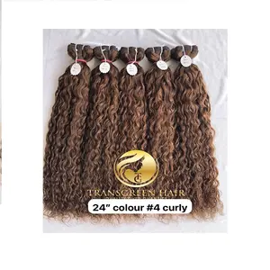 Xuất khẩu nguyên liệu đền Ấn Độ trinh nữ 24 ''colour #4 nguyên xoăn bó phần mở rộng tóc duy nhất rút ra lớp biểu bì phù hợp bán buôn Nhà cung cấp