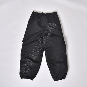 Pantalon cargo unisexe noir imperméable coupe-vent respirant en polyester avec cordon de serrage et taille élastique, style outdoor, vêtement décontracté pour adulte - Product Image 6