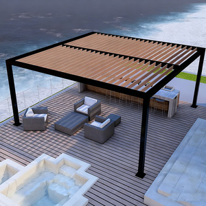 Pergola motorisée murale en aluminium pour extérieur avec finition thermolaquée, auvent à toit à lamelles pour balcon et jardin - Product Image 6