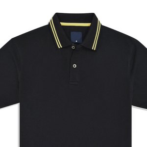 Men's Casual Eco-Friendly Solid Pattern 100% Cotton Spandex for Polo <b>Shirt</b> Black Plain Pique <b>Half</b> Sleeves with <b>Buttons</b> - Product Image 2