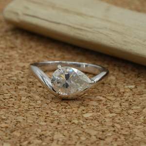 Brillant captivant laboratoire cultivé bague en diamant 925 argent poire coupe VVS2 IGI certifié exquis bijoux cadeau de mariage femmes - Product Image 1