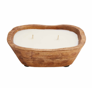 Portavelas de madera Tazón de masa Respetuoso con el medio ambiente Portavelas de madera de acacia Casa de campo rústica Usado Venta más vendida - Product Image 1