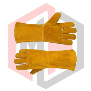 Gant de soudage professionnel en cuir doré, coutures en Kevlar, antistatique, résistant aux déchirures, épaisseur 7 oz, longueur 16 pouces, poignet tricoté - Product Image 3