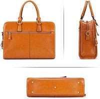 Sacoche en cuir véritable portable, imperméable et légère pour femme, marron, grande capacité, robuste, pour ordinateur portable, avec étiquette de bagage
