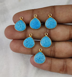 จี้พลอยรูปหัวใจสีเทอร์ควอยส์12มม. พร้อมเพชร925สเตอร์ลิงเงินนำโชคสำหรับทำเครื่องประดับและทำสร้อยคอ - Product Image 3