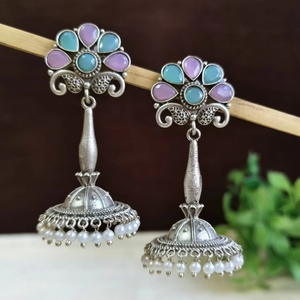 Accesorios al por mayor Monalisa Stone Stud Drop Earring Silver Joyería india de moda Peso ligero Respetuoso con la piel Latón de moda - Product Image 5