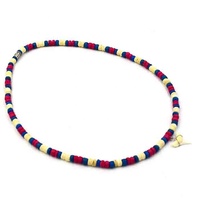 Collier bohème en coquille de noix de coco, perles colorées naturelles avec pendentif en forme de dent