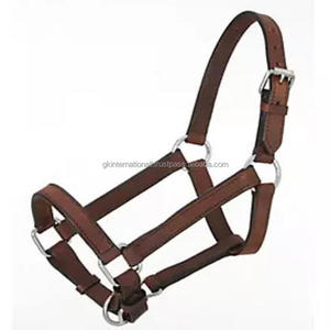 Licou de cheval en cuir personnalisé avec accessoires en laiton massif, vente en gros équitation licou en cuir véritable en 3 couleurs - Product Image 2