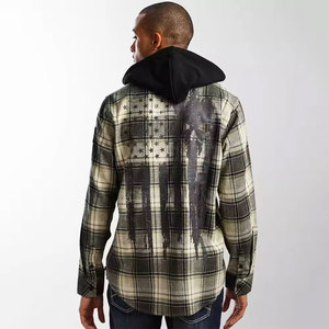 Sweats à capuche en flanelle pour hommes Design classique à carreaux Tissu confortable Streetwear décontracté pour un usage quotidien Sweats à capuche en flanelle pour hommes de qualité supérieure - Product Image 3