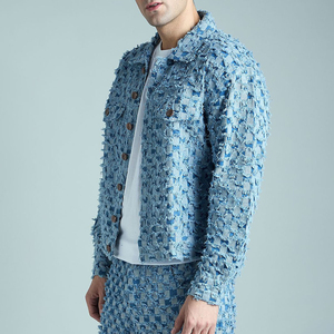 Veste en jean de style décontracté pour hommes vestes en jean hommes automne veste en jean de qualité pour hommes coupe ajustée - Product Image 3