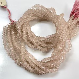 Rose Quartz Faceted Rondelle Shape Beads Natural Wholesale Gemstone Beads For Jewelry Making - Product Image 2