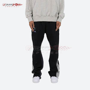 Wide Leg Men's <b>Pant</b> With Zipper Pocket Design For Athleisure Street Look Fleece Lined Flare Sweatpants For Men - Product Image 1