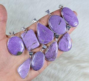 สร้อยคอจี้เพอร์ไรต์สีม่วงธรรมชาติจี้ชุบเงินสร้อยคออัญมณีสร้อยคอสำหรับผู้หญิง - Product Image 3