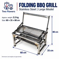 Barbecue au charbon de bois portable moderne avec panier à retourner double face en acier inoxydable et grille amovible pour le camping en plein air et l'utilisation sur la terrasse