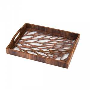 Plateau de service en métal artisanal, dernière arrivée, très vendu, pour mariage, hôtel, décoration de Noël - Couleur personnalisée, design moderne - Product Image 6