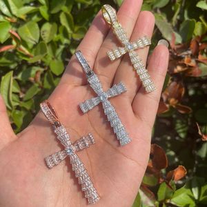 Baguette Cut Lab Grown Diamond <b>Cross</b> Pendant Iced Out Hip Hop Customized Hip Hop <b>Necklace</b> For Him - Product Image 2