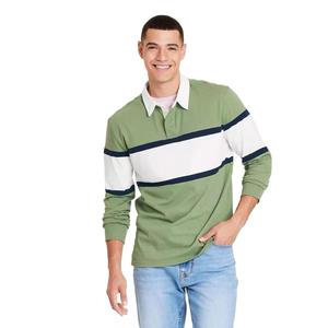 Polo en pur coton respirant absorbant la sueur T-shirt à revers à manches longues pour hommes d'âge moyen - Product Image 1