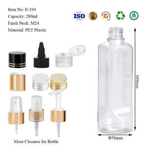 Bouteille pulvérisateur en plastique PET vide de 280 ml, à fond rond et à tête carrée, pour détergent liquide, savon à vaisselle - Product Image 2