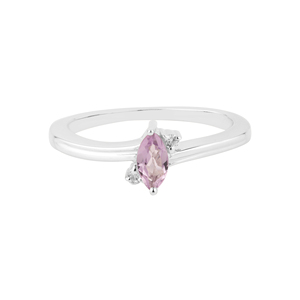 925 Sterling <b>Silver</b> Shah Gems Women's <b>Ring</b> with Natural <b>Amethyst</b> and White Topaz Gemstones Marquise Cut Everyday Wear <b>Ring</b> - Product Image 2