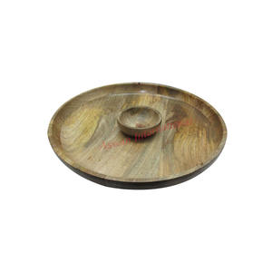 Plateau en bois rond personnalisable avec petit bol Vaisselle de différentes tailles pour usage domestique Plateau en métal Tendance à vendre - Product Image 1