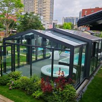 Kit de véranda électrique extensible en verre trempé au design moderne, enclos automatique pour jardins et patios de villas et maisons de petite taille