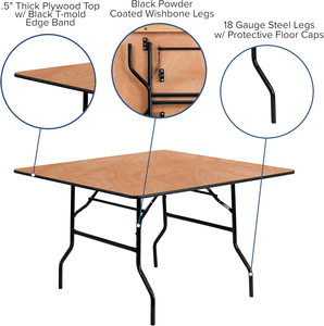 Tavolo da Pranzo Pieghevole in <span class=keywords><strong>Legno</strong></span> Stile Fattoria Moderno e Lussuoso, Tavolo Portatile per Banchetti per Uso Alberghiero con Piano in <span class=keywords><strong>Legno</strong></span> Naturale - Product Image 4