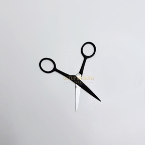 Ciseaux de coiffure professionnels en acier inoxydable, finition noire mate, pour coupe droite, dégradé et frange, manche long 6H - Product Image 4