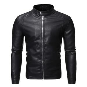 Veste d'hiver en PU épaissie en peau de mouton pour hommes col montant automne/surdimensionné mince combinaison de cyclisme de moto vêtements de travail en toile - Product Image 5