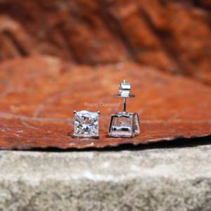 OEM al por mayor 1,25 Ct princesa corte laboratorio crecido diamante solitario Stud pendientes CVD certificado Oro aniversario regalo joyería - Product Image 2