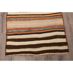 3.2x10.7 ft Vintage Turkish Rug, Runner Rug, Kilim <b>Brown</b> <b>Wool</b> Rug - Product Image 2