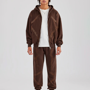 ชุดวอร์มประดับเพชรเทียม สกรีนโลโก้ได้ ผลิตตามสั่ง ราคาขายส่ง ชุดออกกำลังกายผู้ชาย ชุดวอร์มประดับเพชรเทียม ผ้าฝ้าย 100% - Product Image 1