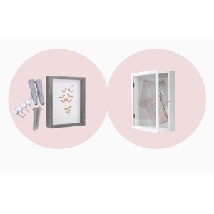 Set of 5 3D Wooden Display <b>Frames</b> 2 White Square 23x23 cm and 3 <b>Grey</b> Rectangular 20x23 cm with Pins and Screws Included - Product Image 4